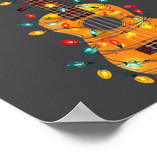 Funny Ukulele Christmas Graphics Lights Lover Play Poster (Hoek)