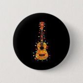 Funny Ukulele Christmas Graphics Lights Lover Play Ronde Button 5,7 Cm (Voorkant)