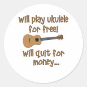 Funny Ukulele Ronde Sticker (Voorkant)