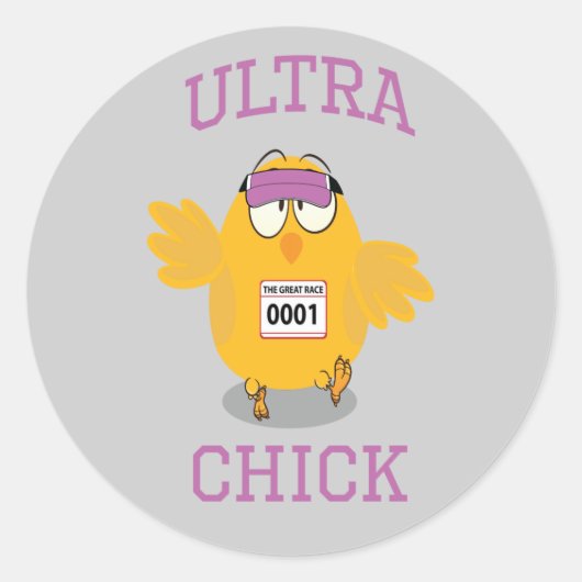 Funny Ultra Chick Runner Ronde Sticker (Voorkant)