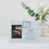 Funny Ultrasound Baby shower Blue Invitation Uitnodiging Briefkaart (Staand voorkant)