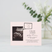 Funny Ultrasound Baby shower Roze uitnodiging (Staand voorkant)