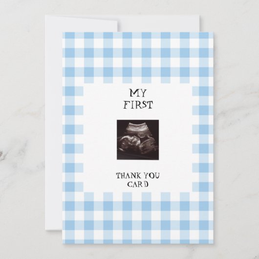 Funny Ultrasound Blue Baby shower dank u Kaart (Voorkant)