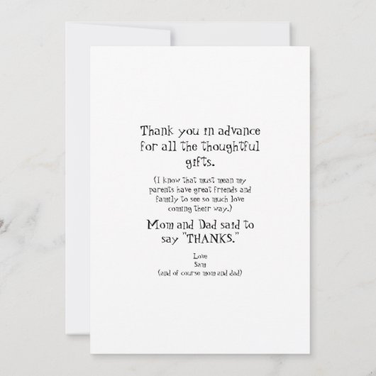 Funny Ultrasound Blue Baby shower dank u Kaart (Achterkant)