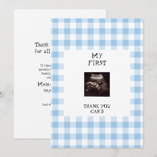 Funny Ultrasound Blue Baby shower dank u Kaart (Voorkant / Achterkant)