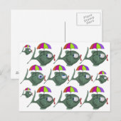 Funny Umbrella Fish Briefkaart (Voorkant / Achterkant)