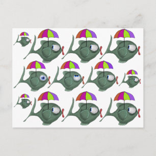 Funny Umbrella Fish Briefkaart