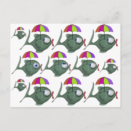 Funny Umbrella Fish Briefkaart (Voorkant)