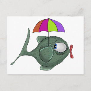 Funny Umbrella Fish Briefkaart