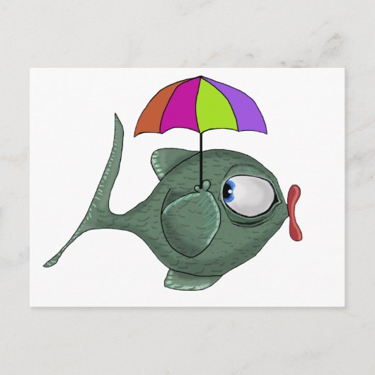 Funny Umbrella Fish Briefkaart (Voorkant)