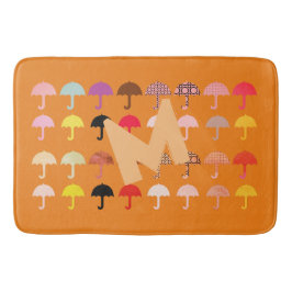 Funny Umbrellas voegt Monogram Patroon toe Badmat