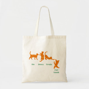 Funny un deux trois cat sank tote bag
