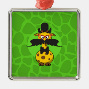 Funny Undercover Giraffe in Mustache Disguise Metalen Ornament
