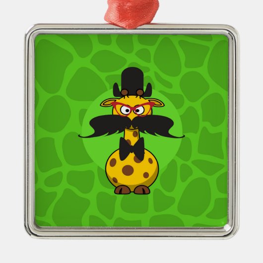 Funny Undercover Giraffe in Mustache Disguise Metalen Ornament (Voorkant)