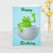 Funny Unexpected Frog in My Tea Cup Kaart (Gele Bloem)