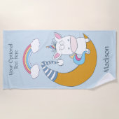 Funny Unicorn, aangepaste naam en kleurenhanddoek Strandlaken (Voorkant)