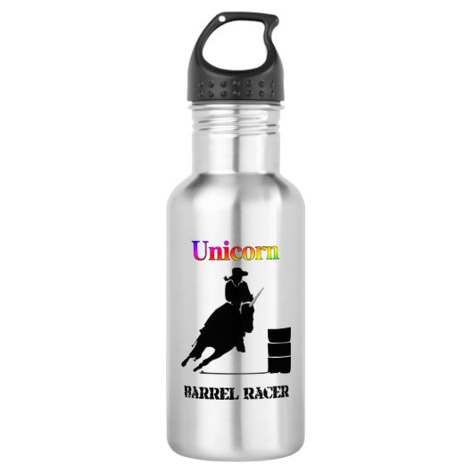 Funny Unicorn Barrel Racer Waterfles (Voorkant)