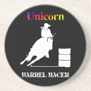 Funny Unicorn Barrel Racer Zandsteen Onderzetter