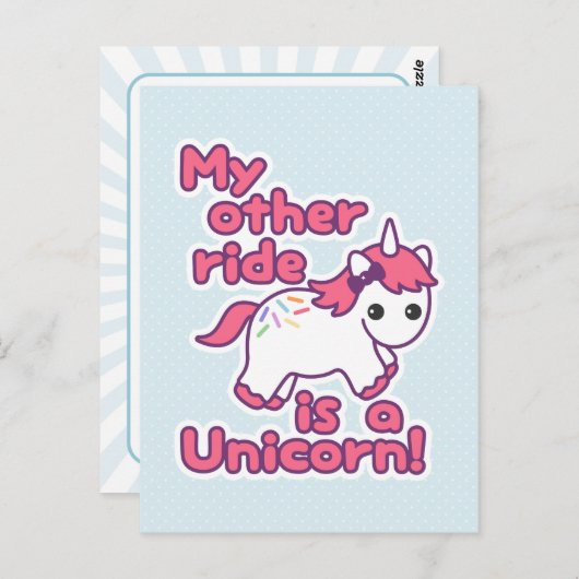 Funny Unicorn Briefkaart (Voorkant / Achterkant)