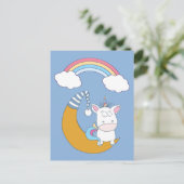 Funny Unicorn briefkaart (Staand voorkant)