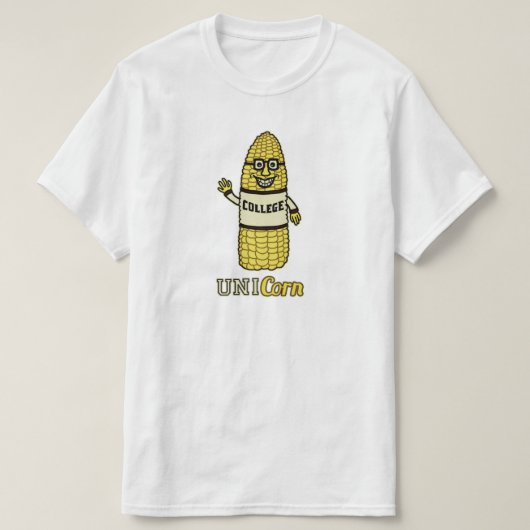 Funny Unicorn Corn University Pun T-shirt (Design voorkant)