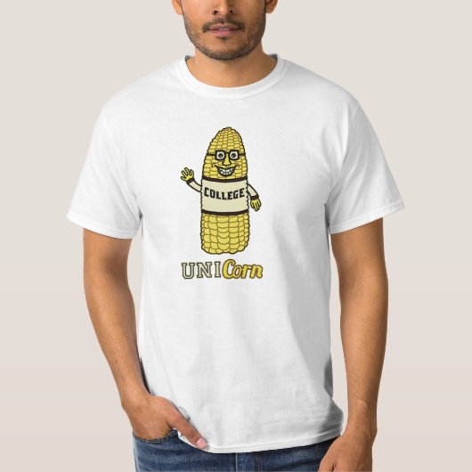 Funny Unicorn Corn University Pun T-shirt (Voorkant)