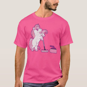 Funny unicorn curling player wintersportbeestje t-shirt