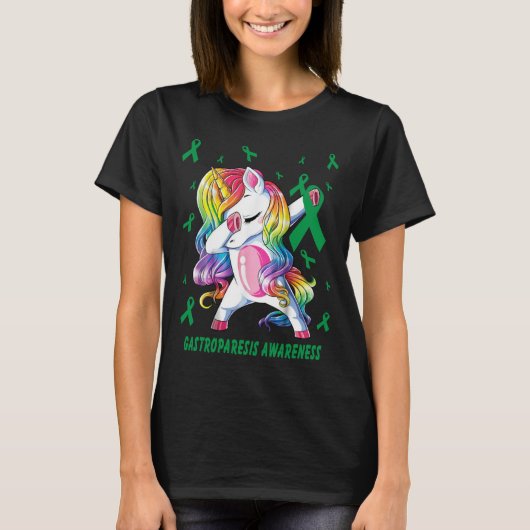 Funny Unicorn Dabbing Gastroparesis Awareness T-shirt (Voorkant)