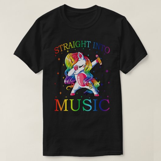Funny Unicorn Dabbing Straight in MUSIC T-Shirt (Design voorkant)