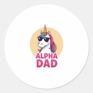 Funny Unicorn Dad Laufey Men Father's Day Christma Ronde Sticker