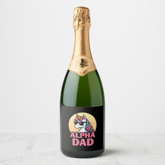 Funny Unicorn Dad Laufey Men Father's Day Christma Sparkling Wijnetiket (Voorkant)