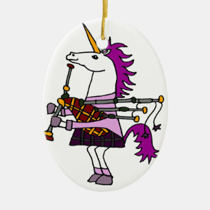 Funny Unicorn die Bagpipes speelt Kunst Keramisch Ornament