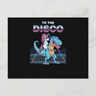 Funny Unicorn die een dinosauruscadeau geeft aan d Briefkaart