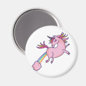 Funny Unicorn Farting Rainbows Cartoon Cute Gag Magneet (Voorkant / Achterkant)
