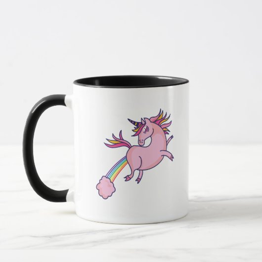 Funny Unicorn Farting Rainbows Cartoon Cute Gag Mok (Links)
