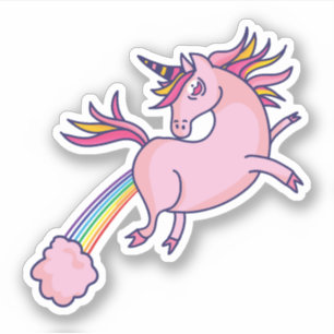 Funny Unicorn Farting Rainbows Cartoon Cute Gag Sticker