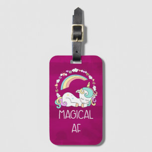 Funny Unicorn Gezegde Magical AF Bagagelabel