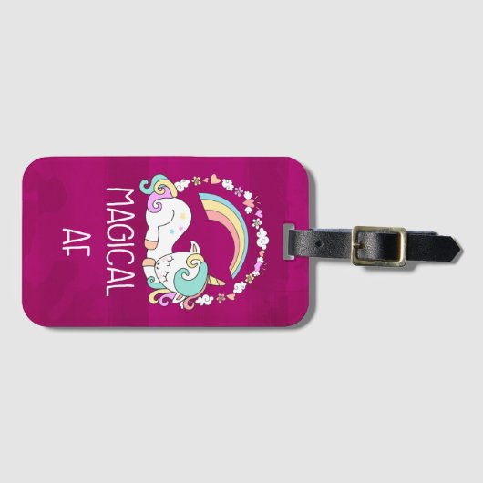 Funny Unicorn Gezegde Magical AF Bagagelabel (Voorkant (horizontaal))