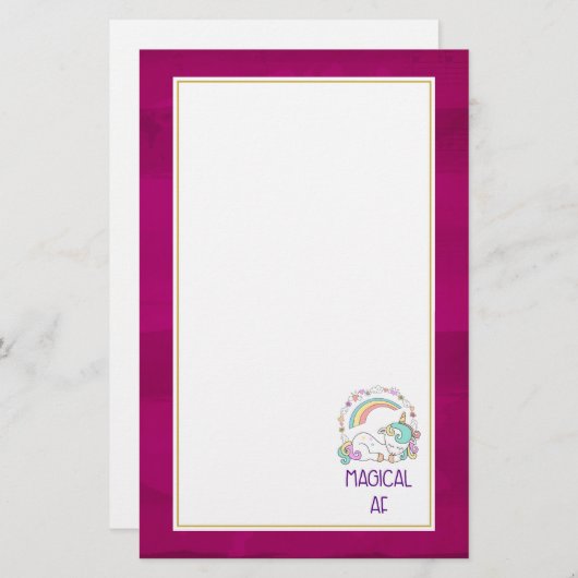 Funny Unicorn Gezegde Magical AF Briefpapier (Voorkant / Achterkant)