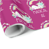Funny Unicorn Gezegde Magical AF Cadeaupapier (Rol Hoek)