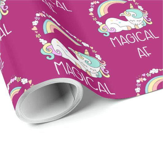 Funny Unicorn Gezegde Magical AF Cadeaupapier (Rol Hoek)