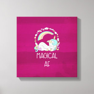 Funny Unicorn Gezegde Magical AF Canvas Afdruk