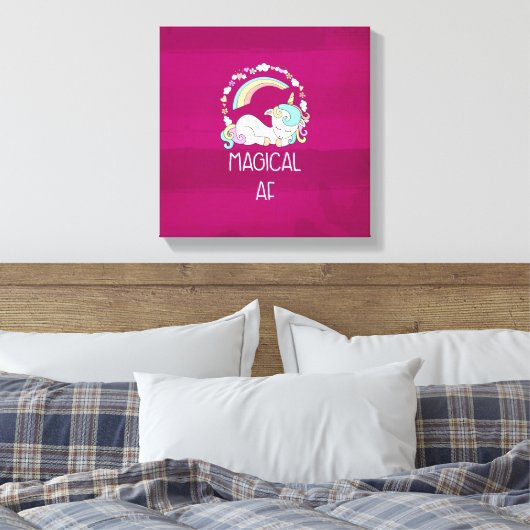 Funny Unicorn Gezegde Magical AF Canvas Afdruk (Insitu (Slaapkamer))