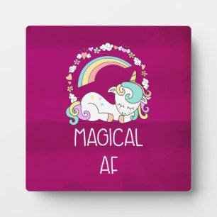 Funny Unicorn Gezegde Magical AF Fotoplaat