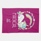 Funny Unicorn Gezegde Magical AF Illustratie Theedoek (Horizontaal)