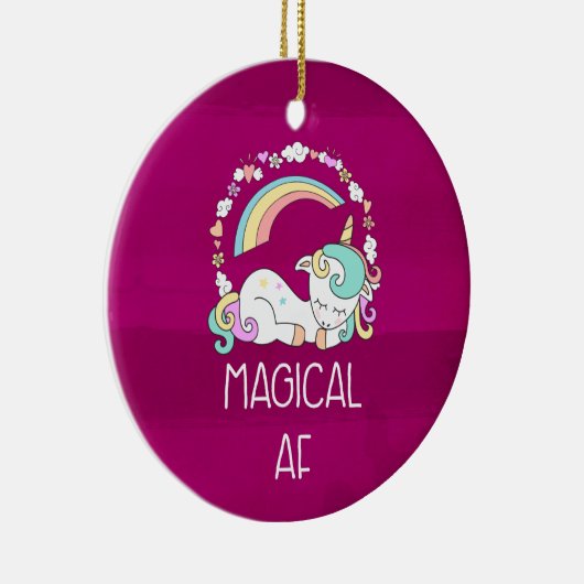 Funny Unicorn Gezegde Magical AF Keramisch Ornament (Rechts)