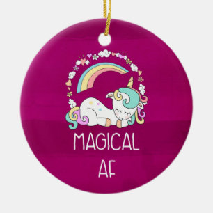 Funny Unicorn Gezegde Magical AF Keramisch Ornament