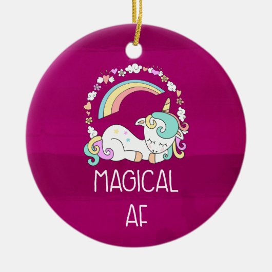 Funny Unicorn Gezegde Magical AF Keramisch Ornament (Voorkant)