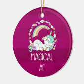 Funny Unicorn Gezegde Magical AF Keramisch Ornament (Links)