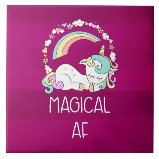 Funny Unicorn Gezegde Magical AF Tegeltje (Voorkant)